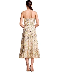 Dress The Population Women's Carina Strapless Sweetheart Floral Bustier Dress