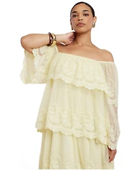 Eloquii Plus Tiered Lace Off-the-Shoulder Maxi Dress