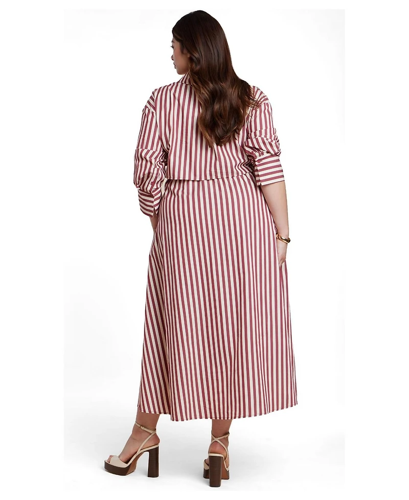 Eloquii Women's Cinch Detail Poplin Midi Dress