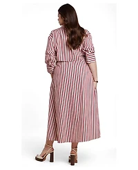 Eloquii Women's Cinch Detail Poplin Midi Dress