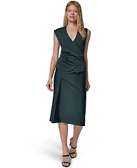 Donna Karan New York Women's Sheen Ponte Faux Surplus Top