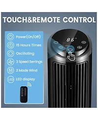 Ltmate Global Inc. Tower Fan Oscillating with Remote Control, 75° 3 Speeds & 2 Modes, 15H Timer Floor Fan with Led Display, 40”Portable Fl