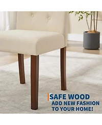 homfan Set of 2 Modern Upholstered Dining Chairs, High Back Parsons Design, Fabric Padded Seat, Wooden Legs, for Kitchen, Dining Room, Living Room
