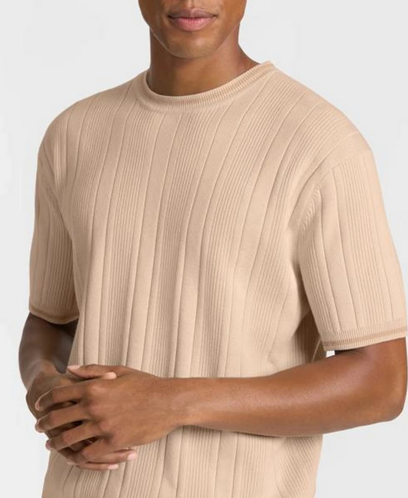 Ted by Baker Men's Grosvenor Short-Sleeve Cotton Ribbed Crewneck Sweater