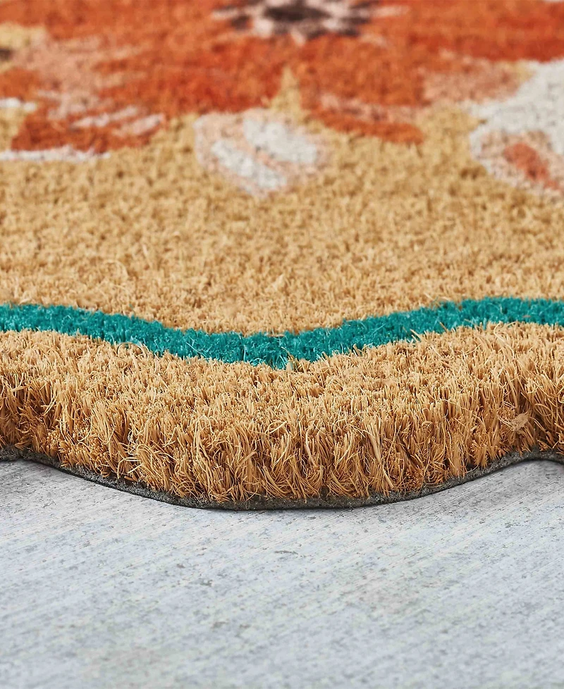 Vcny Home Flowers Shape Outdoor Coir Doormat, 18" x 30"