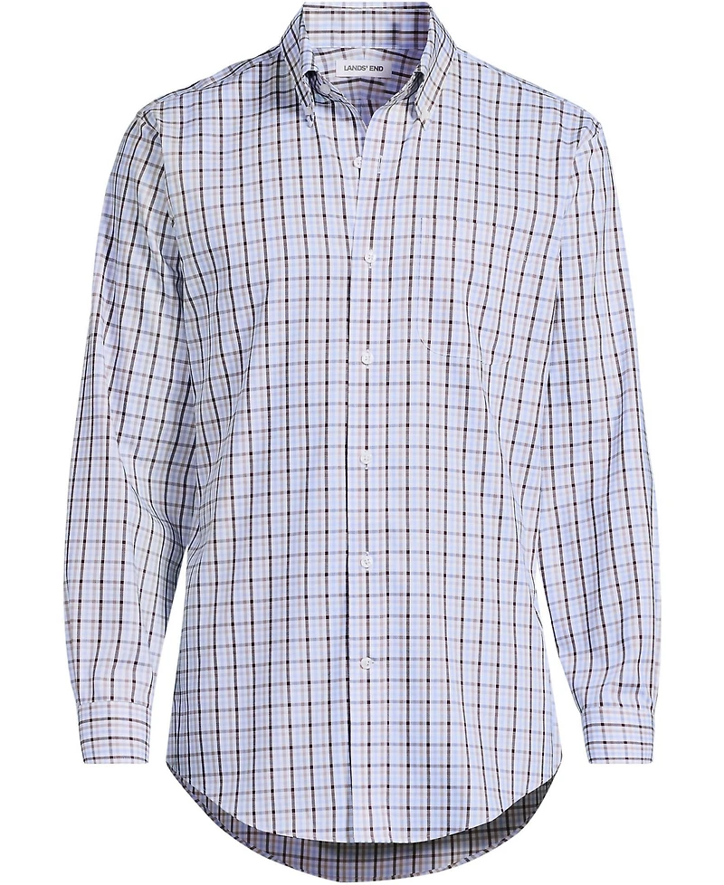 Lands' End Men's Traditional Fit Solid No Iron Supima Pinpoint Buttondown Collar Dress Shirt