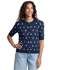 Lands' End Women's Ruched Sleeve Cardigan Sweater