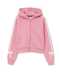 Lands' End Girls Fleece Hooded Zip Up Bow Sweatshirt