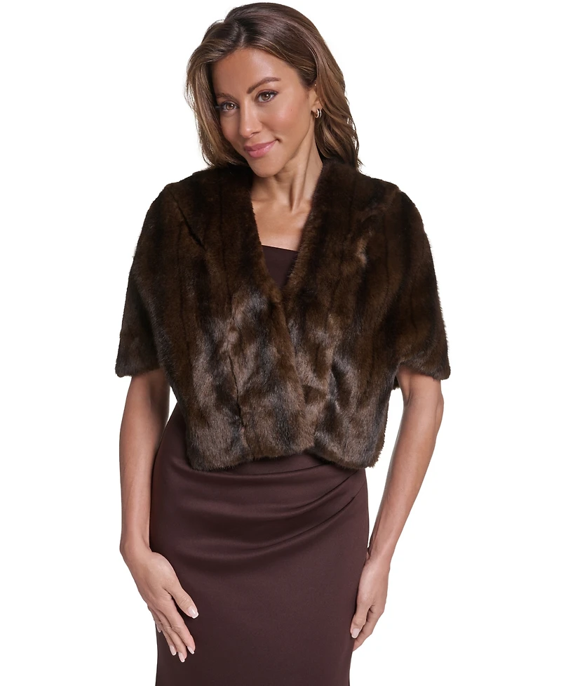 Eliza J Faux-Fur Shrug