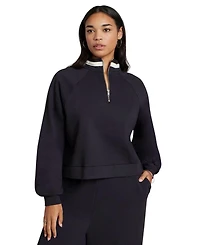 Eloquii Women's Stripe Detail Quarter Zip Sweatshirt