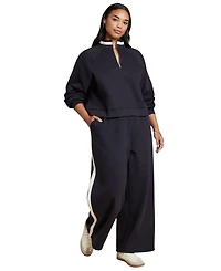 Eloquii Women's Stripe Detail Quarter Zip Sweatshirt