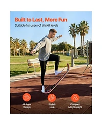 Sugift 42 In Curved Wooden Balance Board Trainer for Core Workouts and Standing Desk Use