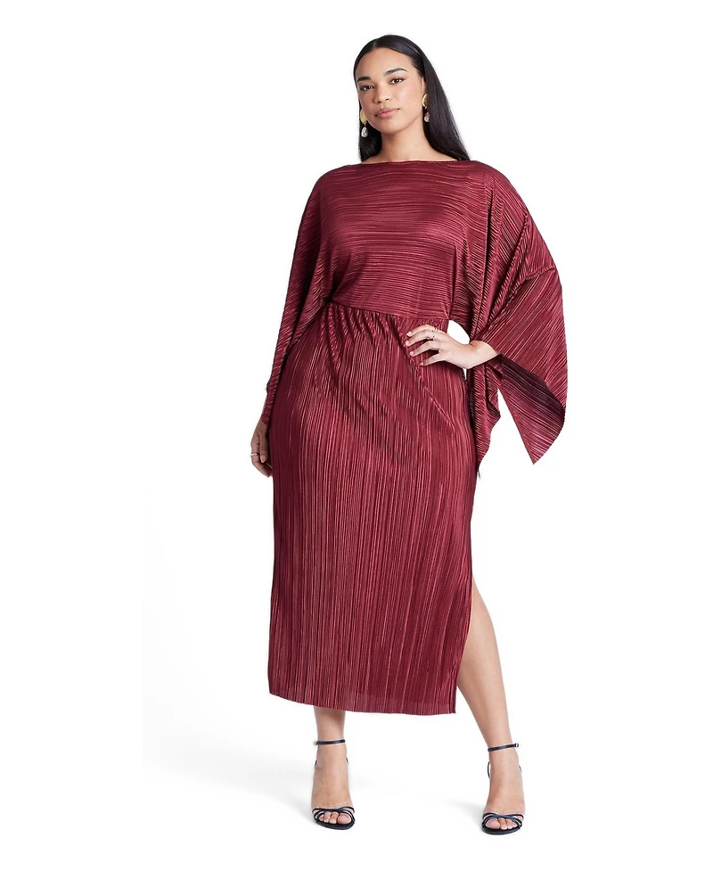 Eloquii Women's Plus Cape Effect Plisse Dress