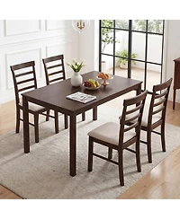 Gymax Farmhouse Kitchen Table Rectangular Dining Table with Solid Rubber Wood Frame