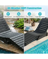 Gymax In-Pool Lounge Chair Ergonomic S-Curve Hdpe Pool Chaise Lounger with Wheels