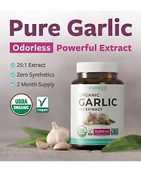 Pure Co Garlic Extract Capsules, 25:1 Garlic Extract, 12,500 Milligram Herbal Equivalent, 60 Capsules