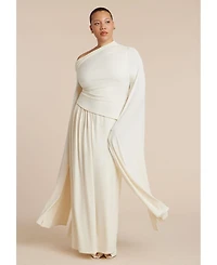 Eloquii Women's Plus Size Cape Sleeve Draped Dress