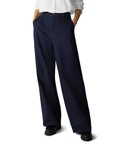 Eileen Fisher Women's High-Waisted Wide-Leg Cotton-Blend Denim Pants