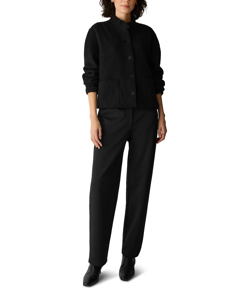 Eileen Fisher Women's Stand Collar Boiled Wool Short Jacket