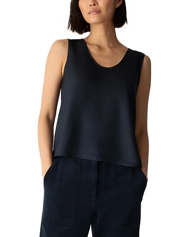 Eileen Fisher Women's Curved V-Neck Silk Shell