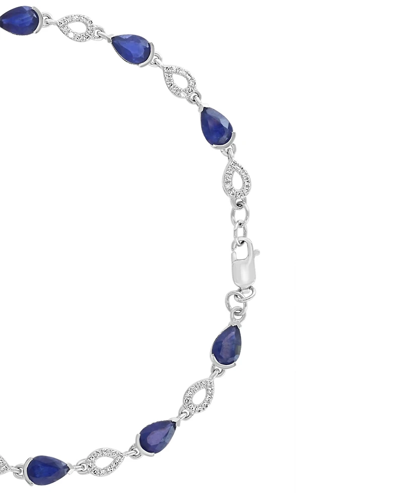 Effy Collection Sapphire (5-1/4 ct. t.w.) & Diamond (1/3 ct. t.w.) Bracelet in 14k White Gold