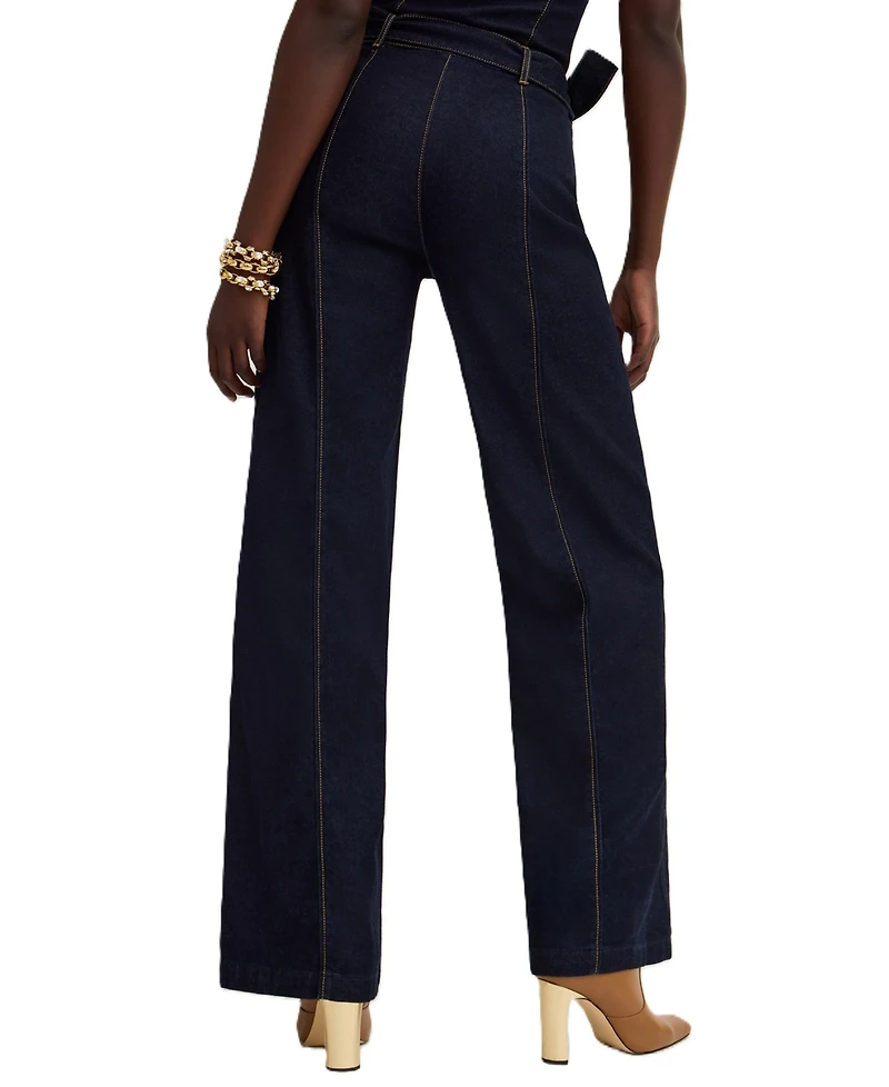 Guess Women's Emory Sleeveless Self-Tie Halter Denim Jumpsuit