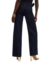 Guess Women's Emory Sleeveless Self-Tie Halter Denim Jumpsuit