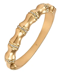 Guess Gold-Tone Crystal Side-Hinge Bangle Bracelet