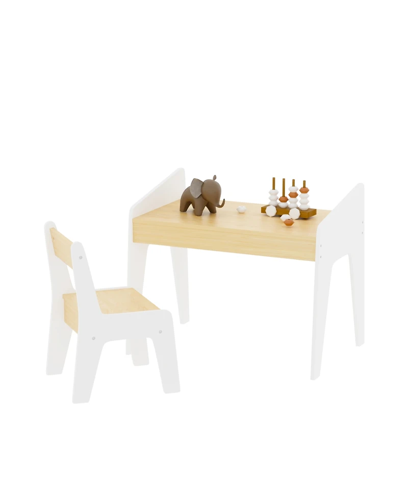 Slickblue Wooden Kids Desk and Chair Set for Study, Drawing and Playroom