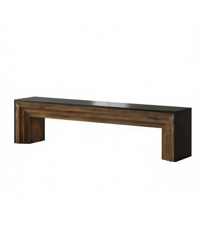 Slickblue Modern Rustic Entryway Bench with Brown Wood Finish and Black Edges