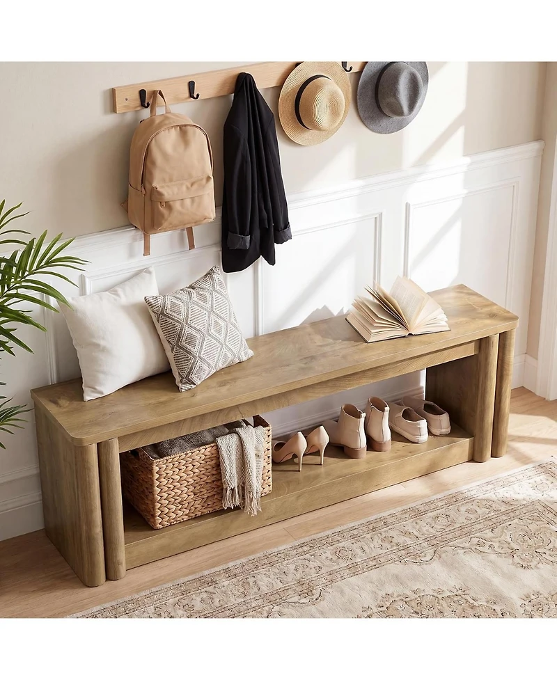 Tribesigns 70.8-Inch Long Entryway Shoe Bench, 2-Tier