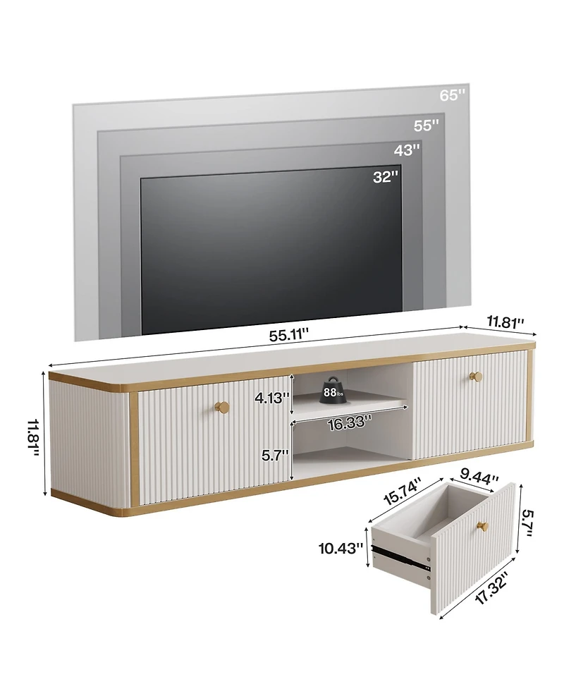 Tribesigns Floating Tv Stand with 2 Drawers,Wall Mounted Media Console