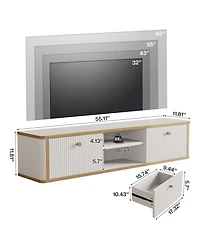 Tribesigns Floating Tv Stand with 2 Drawers,Wall Mounted Media Console