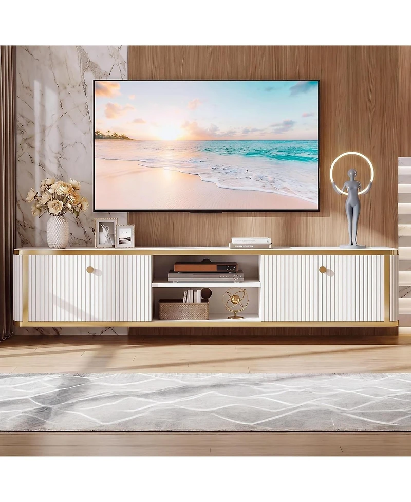 Tribesigns Floating Tv Stand with 2 Drawers,Wall Mounted Media Console