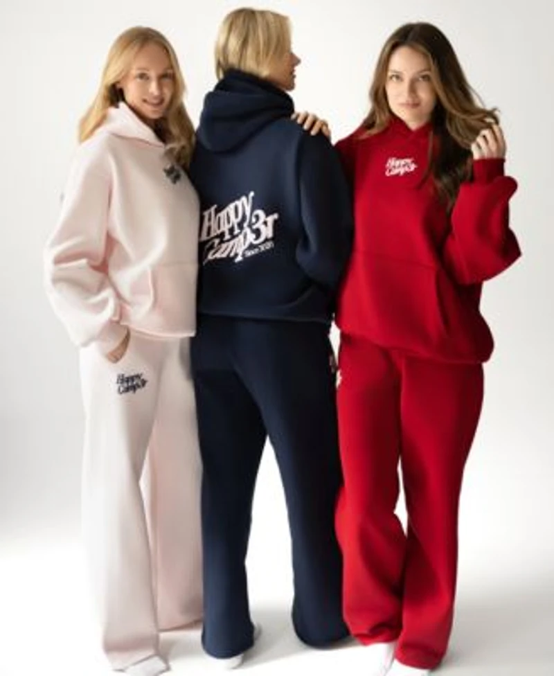 The Happy Camp3r Womens Puff Series Hooded Sweatshirt Wide Leg Sweatpant Matched Set