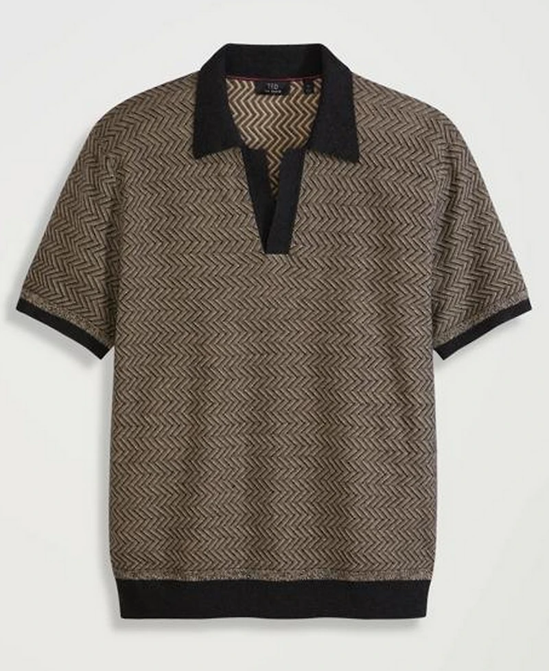 Ted by Baker Men's Eccleston V-Neck Herringbone Classic-Fit Polo Shirt