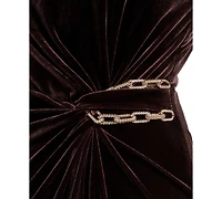 Eliza J Women's Long-Sleeve Crew Neck Cocktail Gown