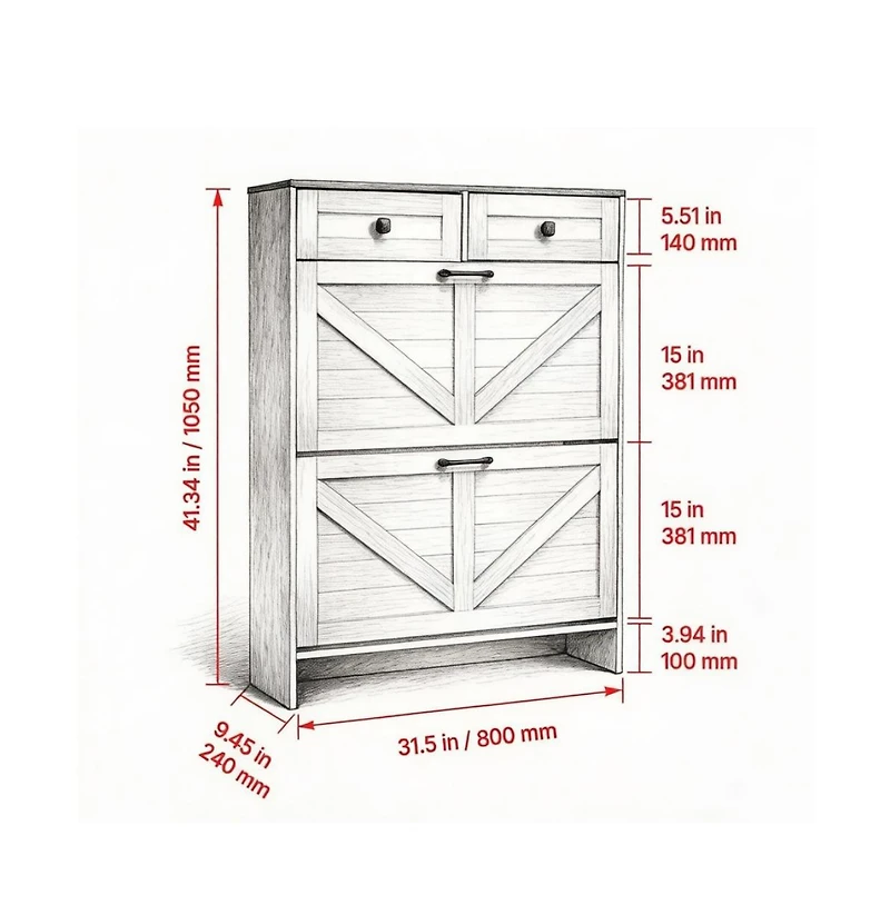 Slickblue Entryway Shoe Storage Cabinet with Hidden Shoe Organizer