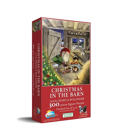 SunsOut Christmas in the Barn 300 Piece Jigsaw Puzzle, Ages 15+