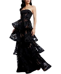 Dress The Population Women's Willa Strapless Tiered A-Line Gown