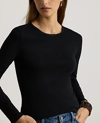 Lauren Ralph Cotton-Blend Long-Sleeve Top