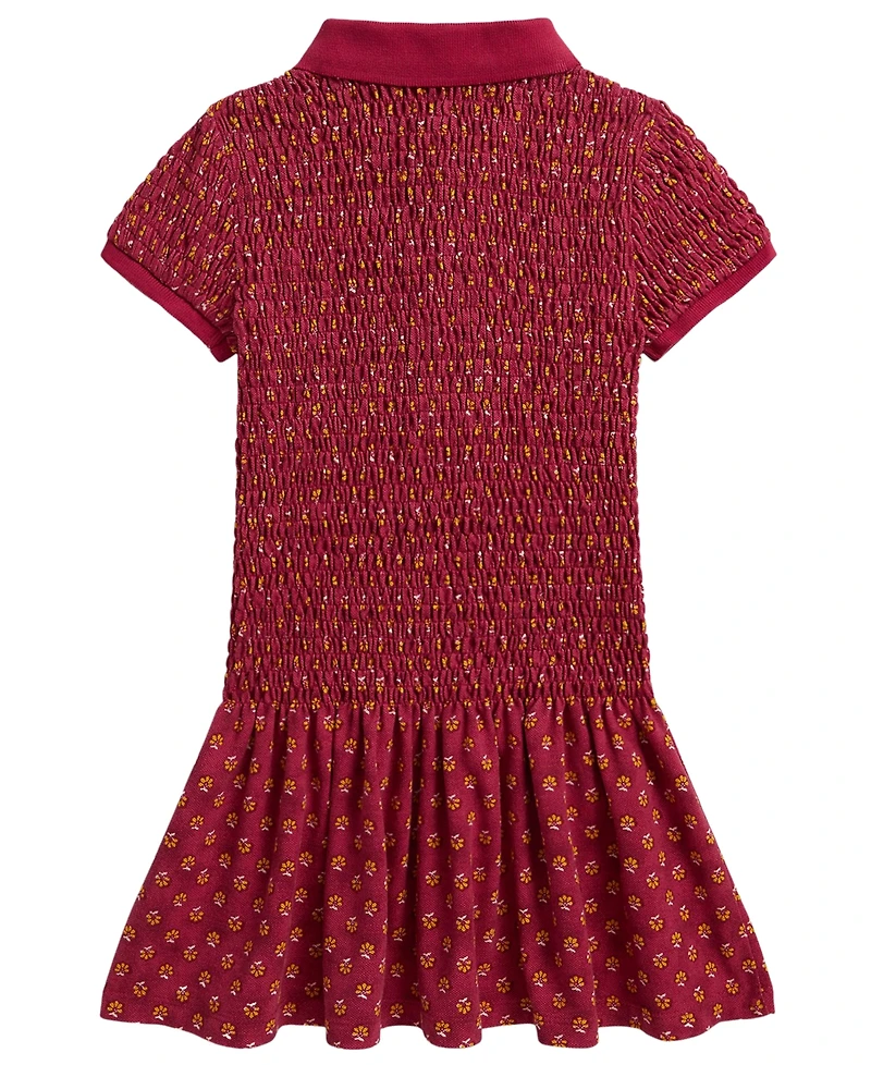 Polo Ralph Lauren Girls' 2T-6X Floral Smocked Stretch Mesh Dress