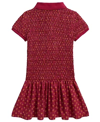Polo Ralph Lauren Girls' 2T-6X Floral Smocked Stretch Mesh Dress