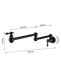 Thirtypeachy Wall Mount Pot Filler Faucet, Folding Swivel Arm with Dual Handles and Brass Construction