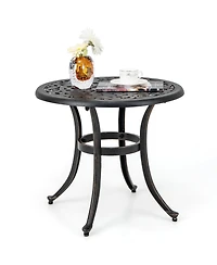 Mecale 24 in Round Cast Aluminum Side Table with Adjustable Footpads