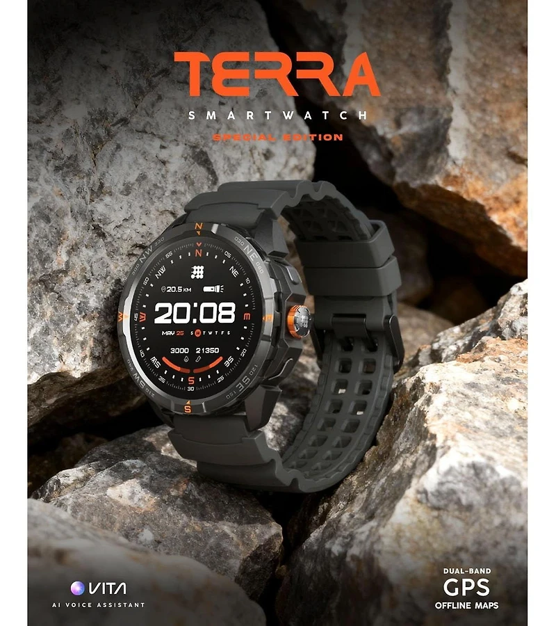 Cubitt Terra Special Edition Rugged Smartwatch, Dual-Band Gps , Maps, Vita Ai, 5ATM, 14-Day Battery