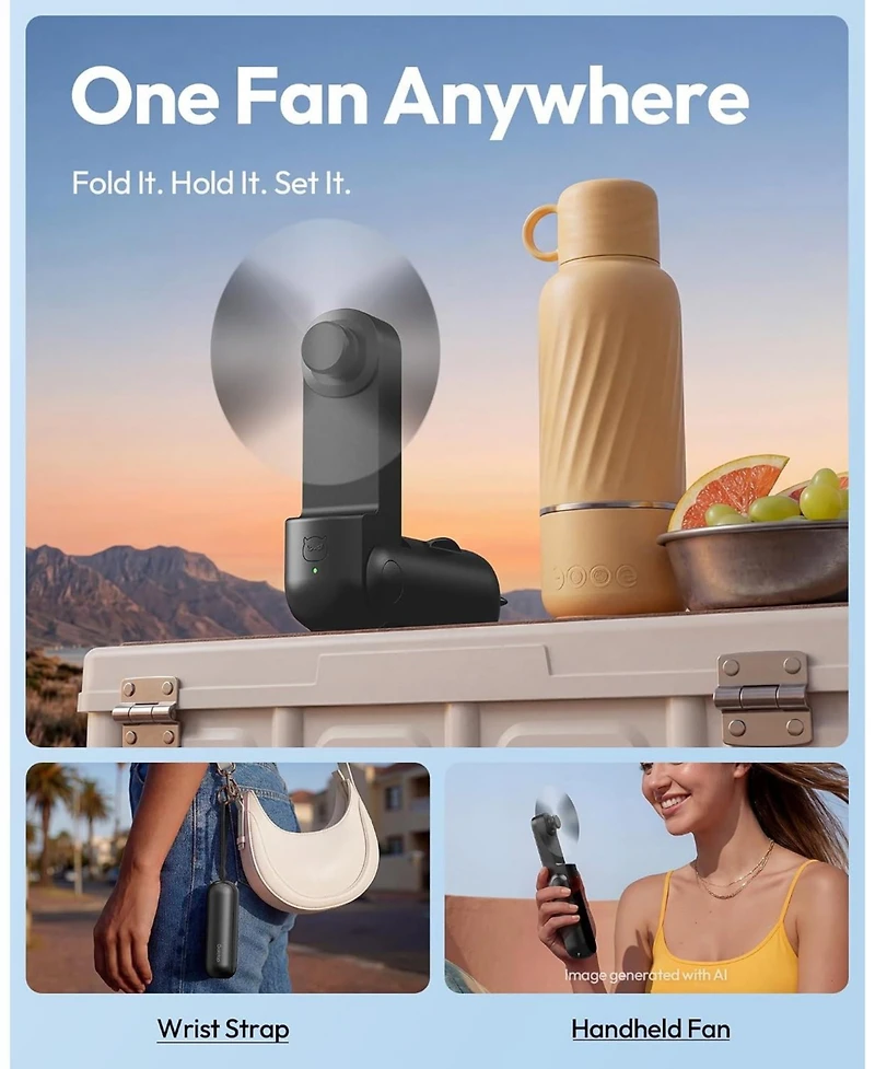 Gaiatop Portable Handheld Fan, 3 in 1 Mini Fan Handheld 17h Max Cooling, Foldable Personal Fans Pocket Design, Usb Travel Fans Portable