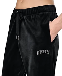 Dkny Sport Women's Mid-Rise Varsity Rhinestone Logo Jogger