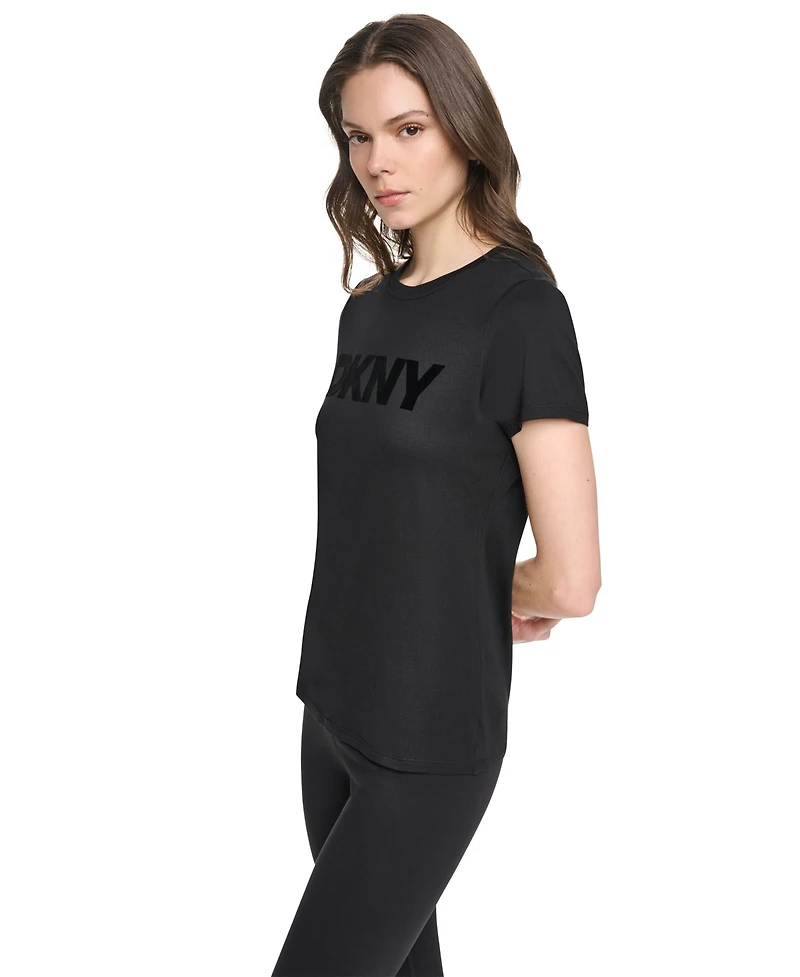 Dkny Sport Women's Flocked Logo Crewneck T-Shirt