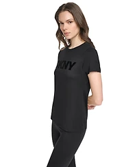 Dkny Sport Women's Flocked Logo Crewneck T-Shirt